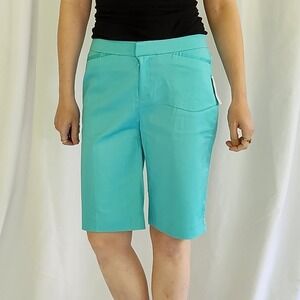 NWT Coldwater Creek Aqua Blue Sateen Walking‎ Shorts